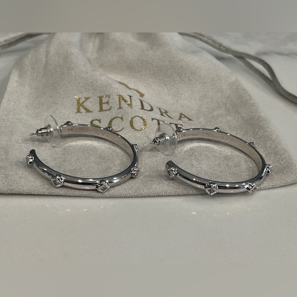 Kendra Scott Silver Hoop Earrings with Stud Accents - Picture 4 of 5